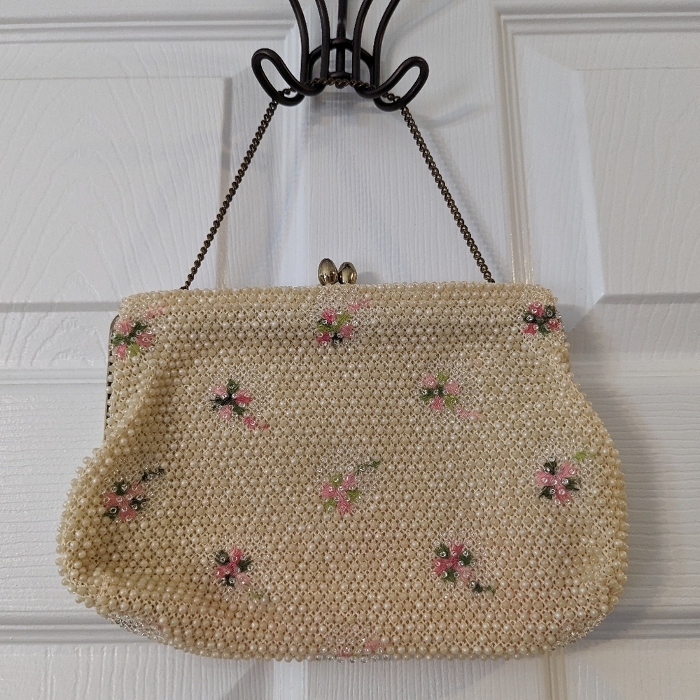 Vintage Corde Pearl Bead‎ Purse Clutch Lumered